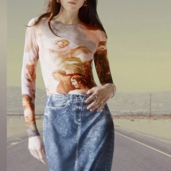 ZARA The Fates Art Print Mesh Bodysuit - Picture 7 of 14